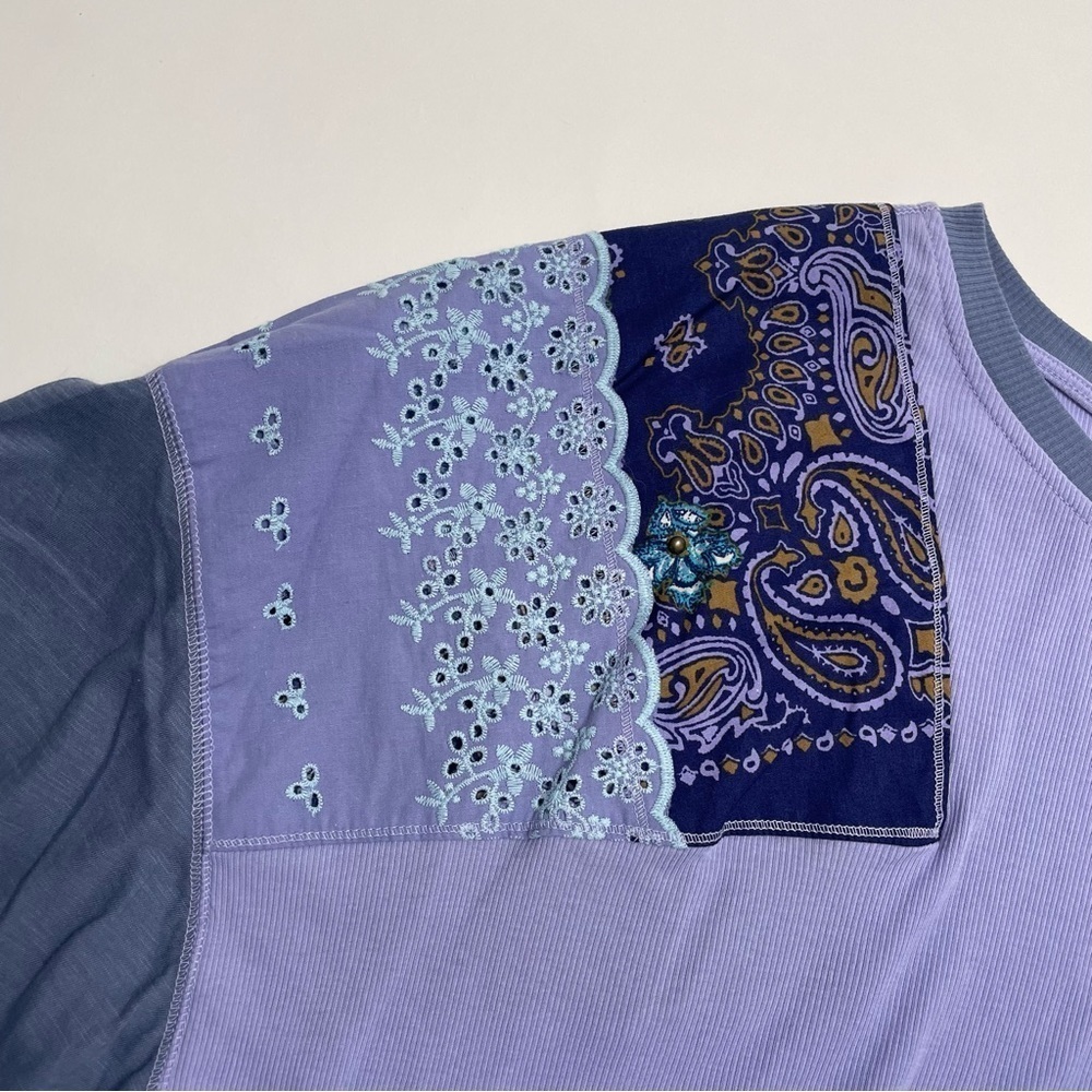 NWT FREE PEOPLE WE THE FREE oversized purple top in “cornflower combo” - Picture 4 of 10